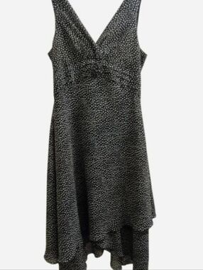 jcpenney Black with White Dot High-Low Sleeveless V-Neck Dress